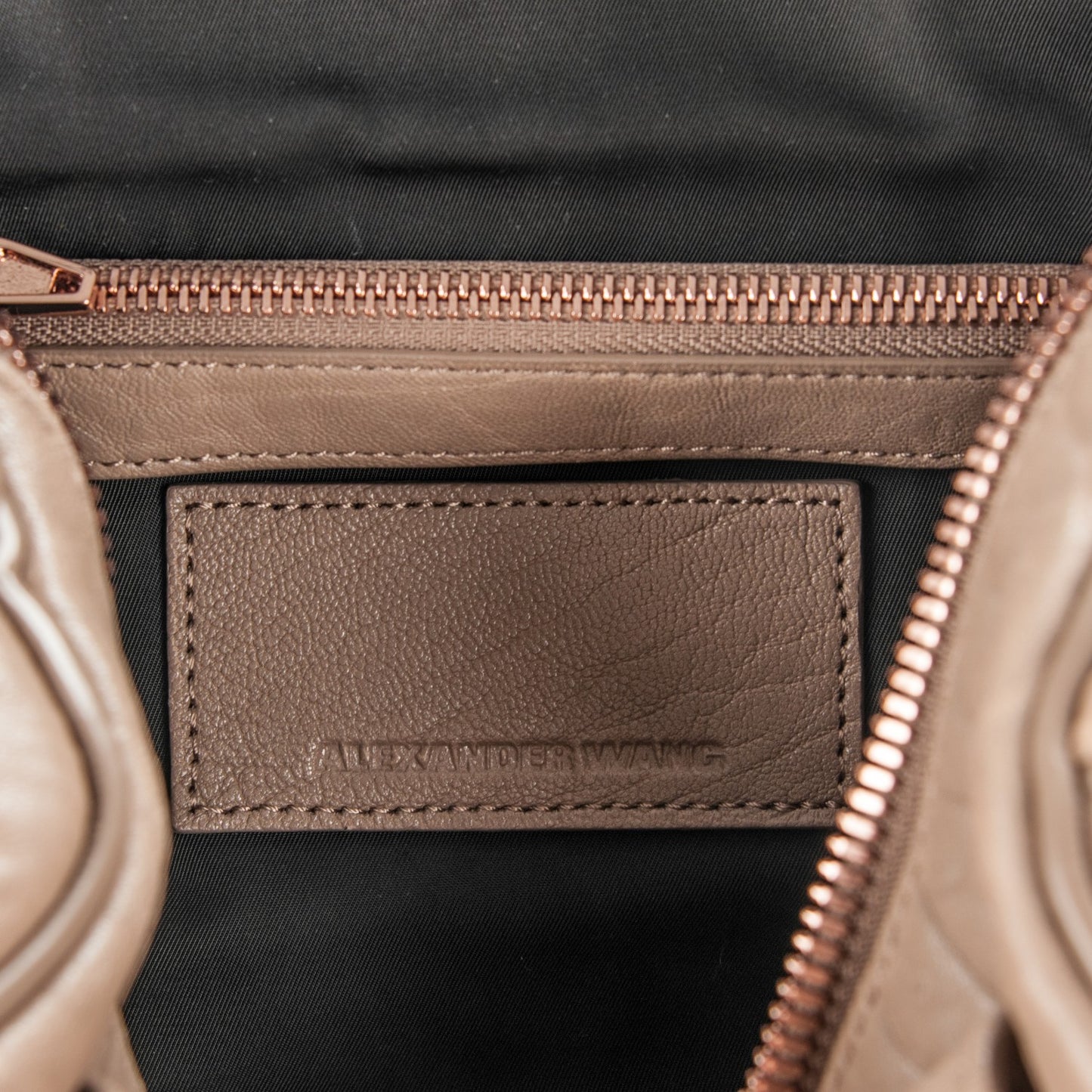 Pebbled Lambskin Rockie Latte Rose Gold Hardware