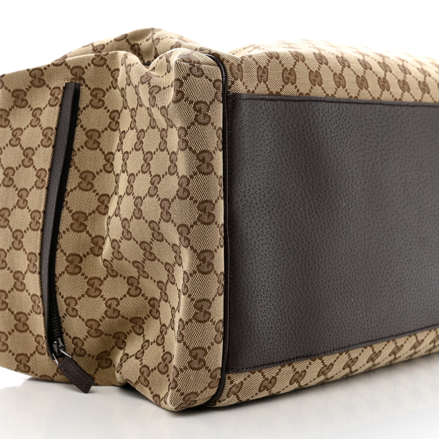 GG Monogram Web Large Collapsible Carry On Duffle Beige Brown