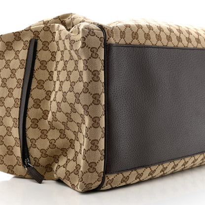 Gucci GG Monogram Web Large Collapsible Carry On Duffle Beige Brown 8 of 9