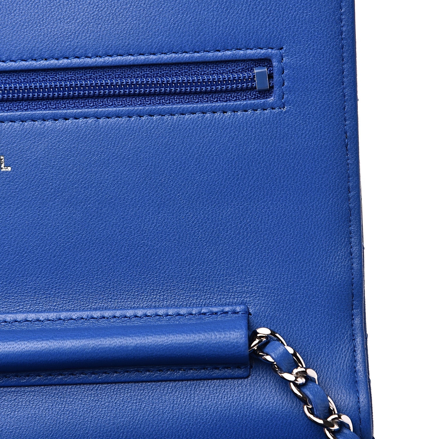 Chanel Lambskin Quilted Wallet On Chain WOC Blue 12 of 12