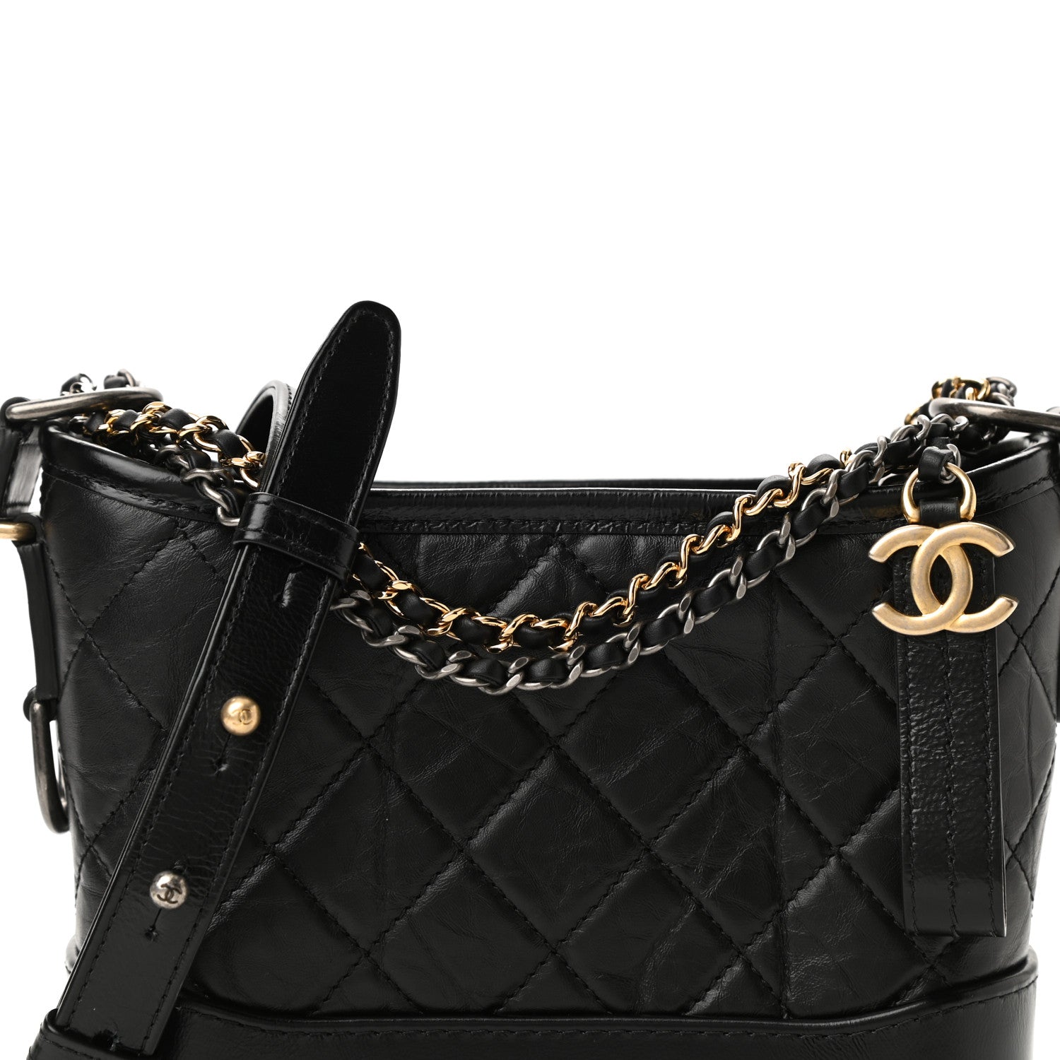 Chanel Aged Calfskin Quilted Small Gabrielle Hobo Black 8 of 11