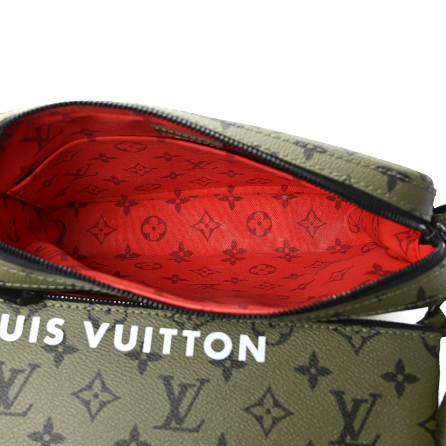 Monogram Trio Messenger Khaki Vermillion