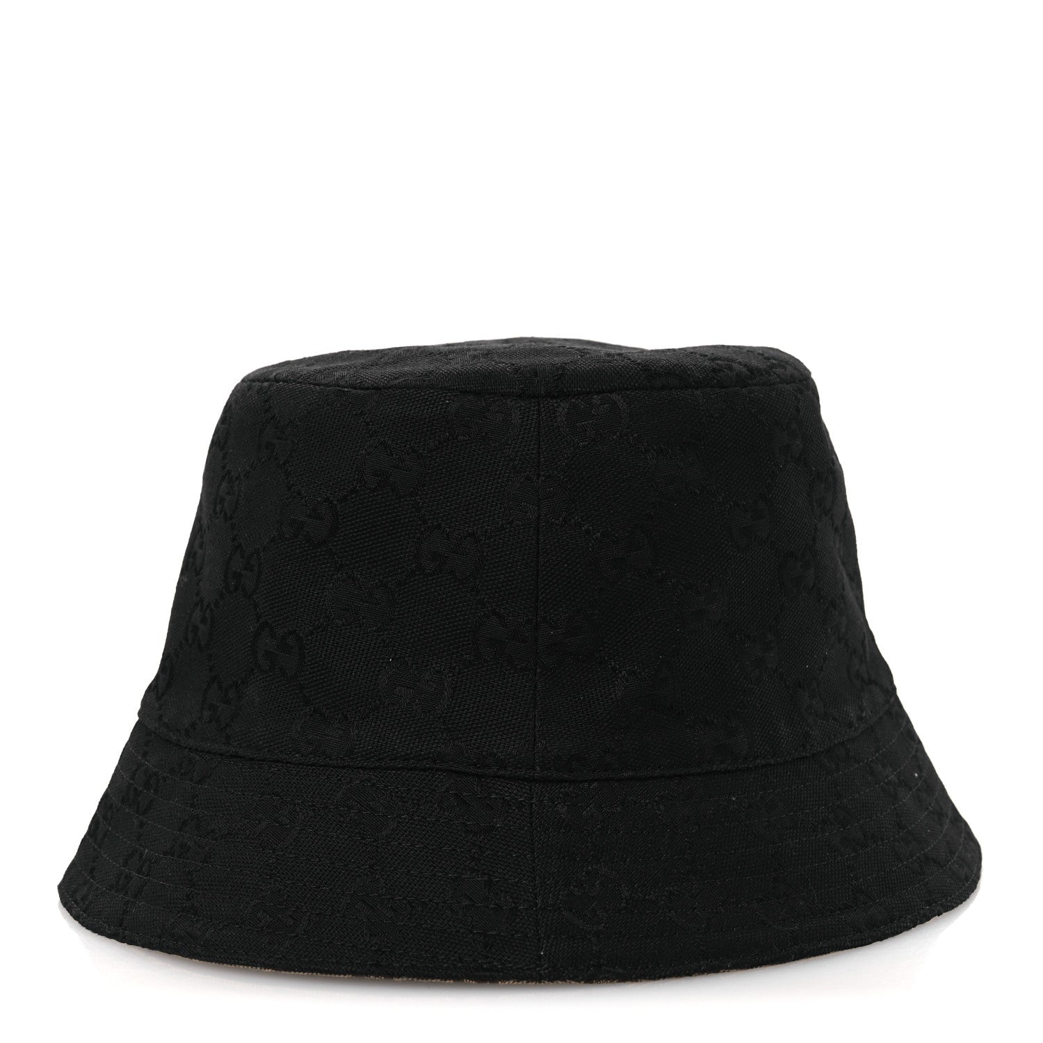 Gucci Canvas Monogram Reversible Bucket Hat L Black Beige 6 of 15