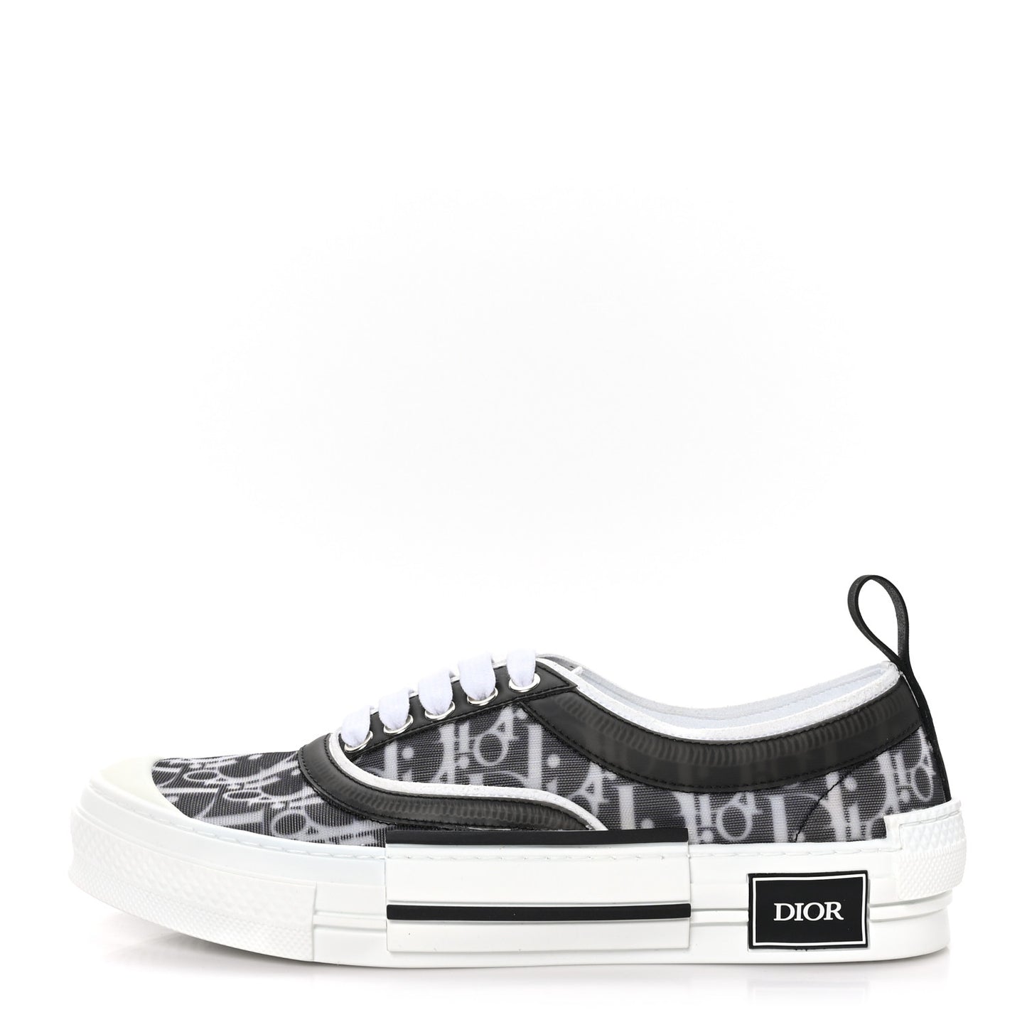 Technical Canvas Mesh Half Oblique Printed Mens B23 Low Top Sneakers 40 Black White