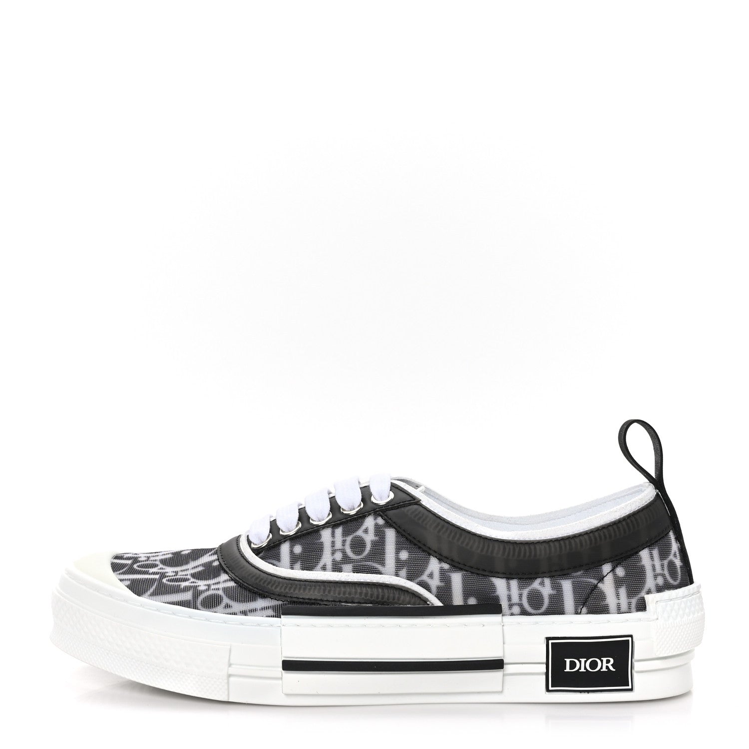 Christian Dior Technical Canvas Mesh Half Oblique Printed Mens B23 Low Top Sneakers 40 Black White 1 of 8