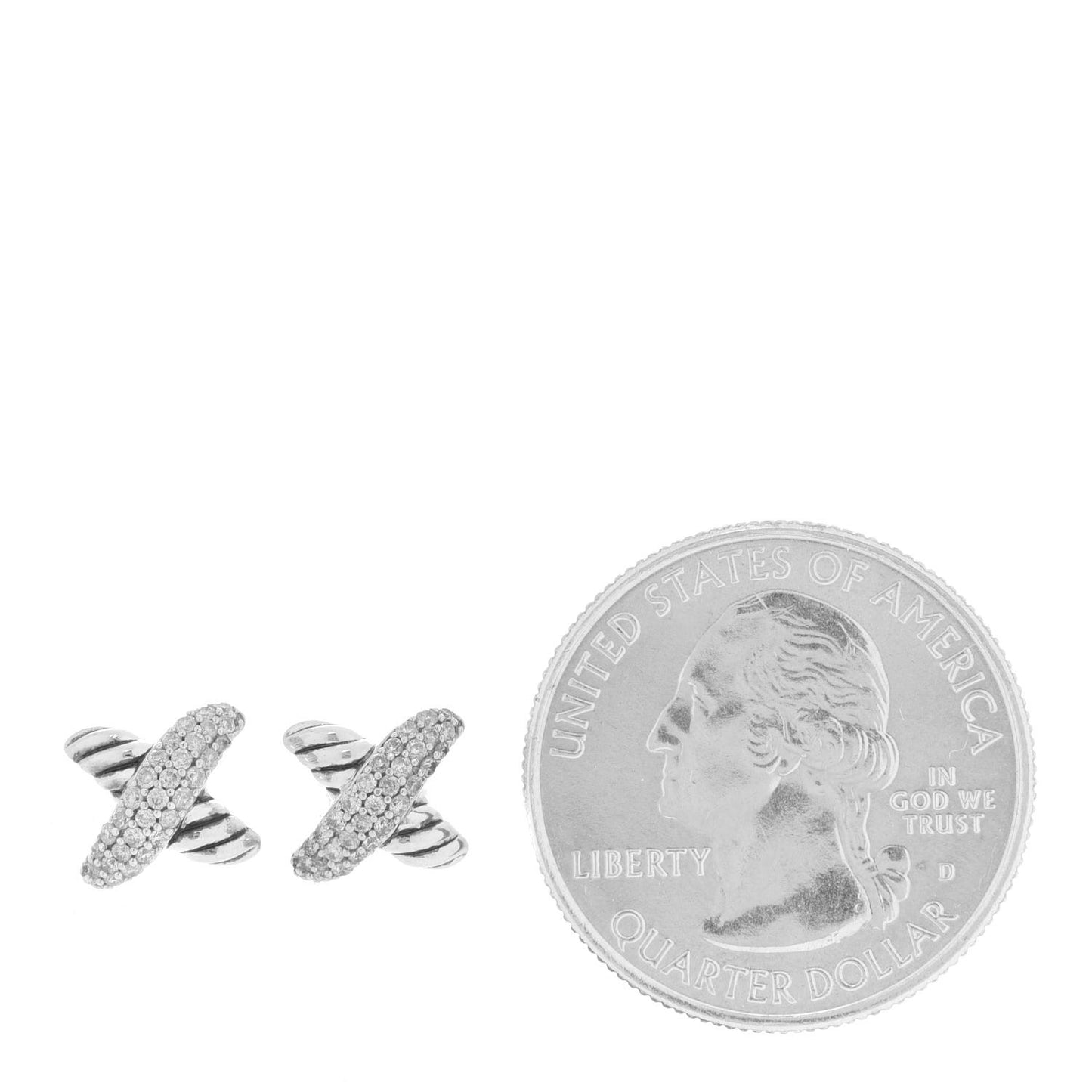 Sterling Silver Diamond 8mm X Earrings
