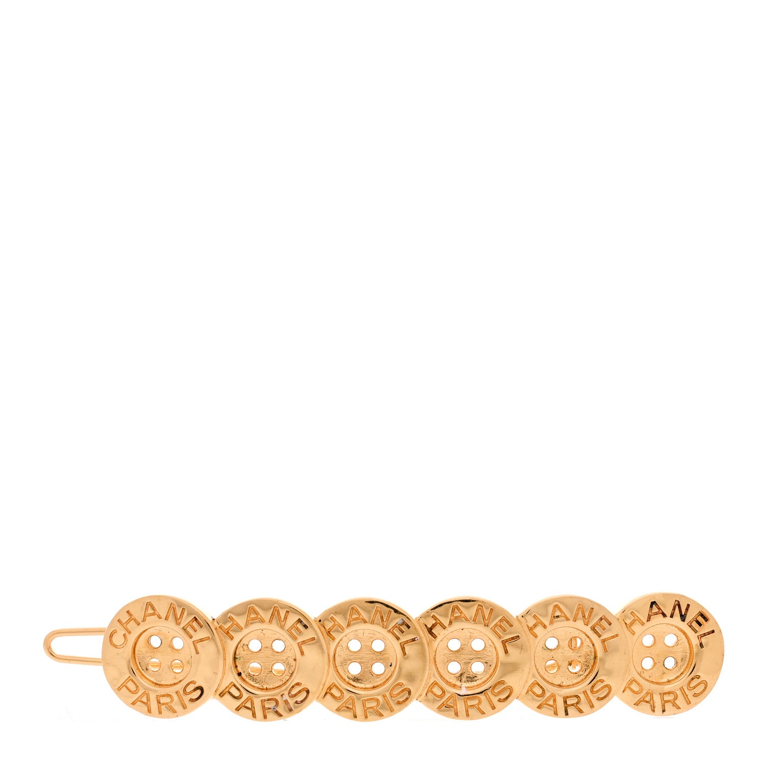Chanel Button Paris CC Hair Clip Barrette Gold 1 of 3