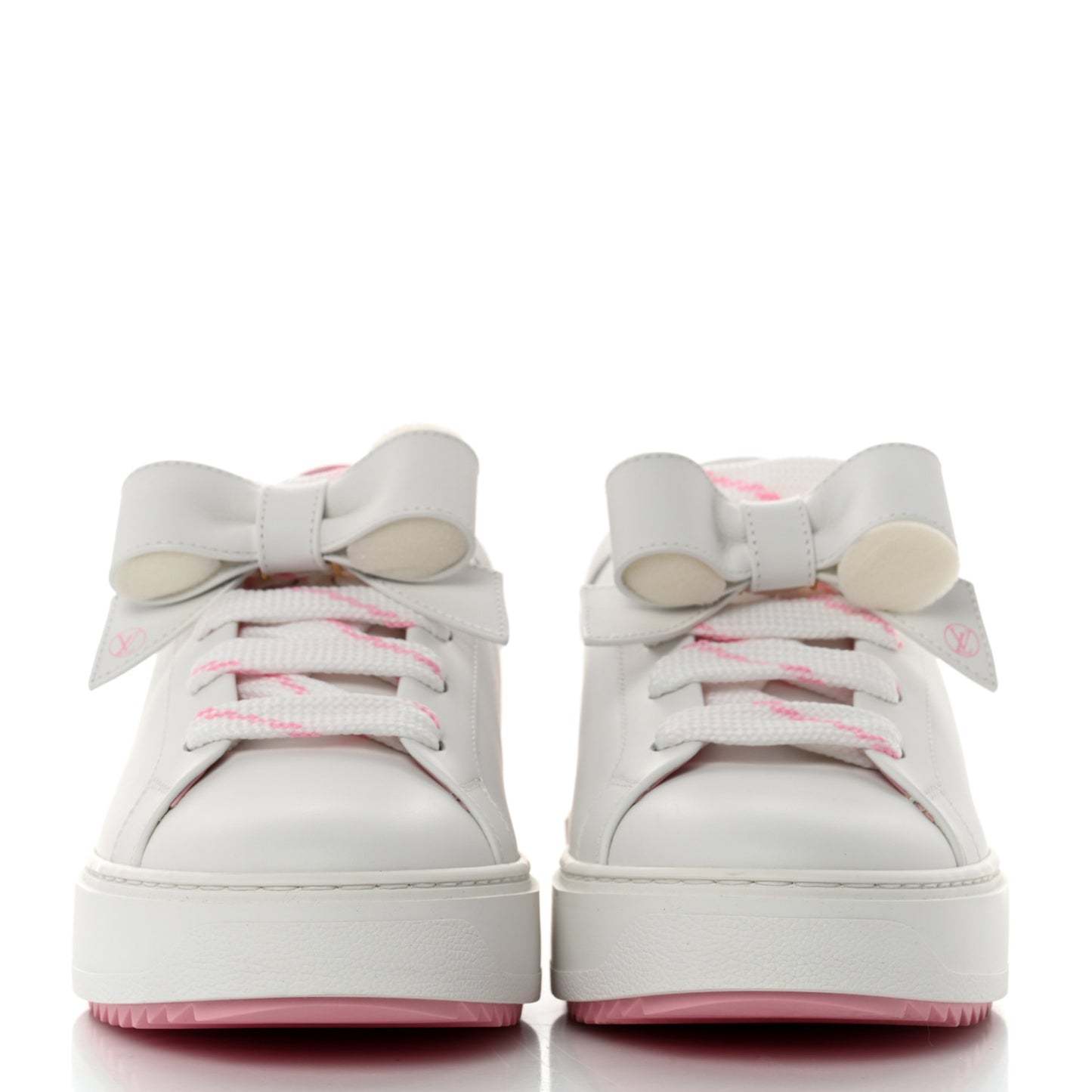 Calfskin Time Out Bow Sneakers 41 White Pink