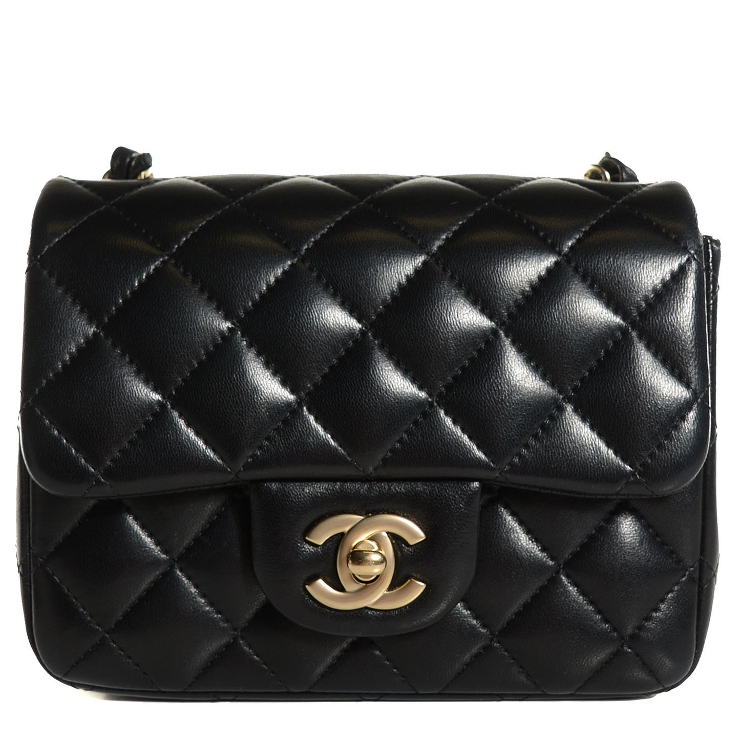 Lambskin Quilted Mini Square Flap Black