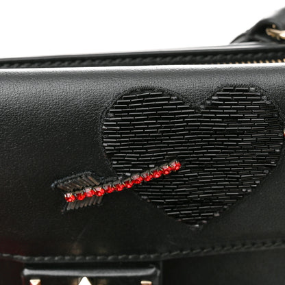Valentino Garavani Calfskin Crystal Bead Embellished Mini Rockstud Love Story Ruffle Strap Bag Black 15 of 21