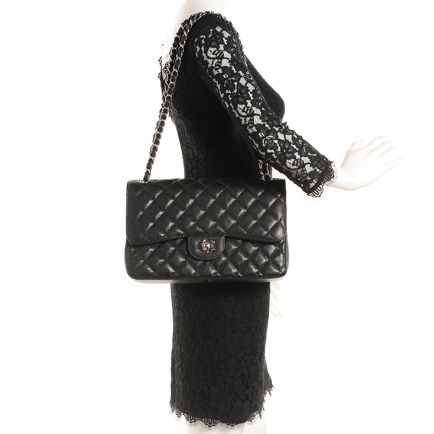 Chanel Caviar Quilted Jumbo Double Flap Black 2 of 9