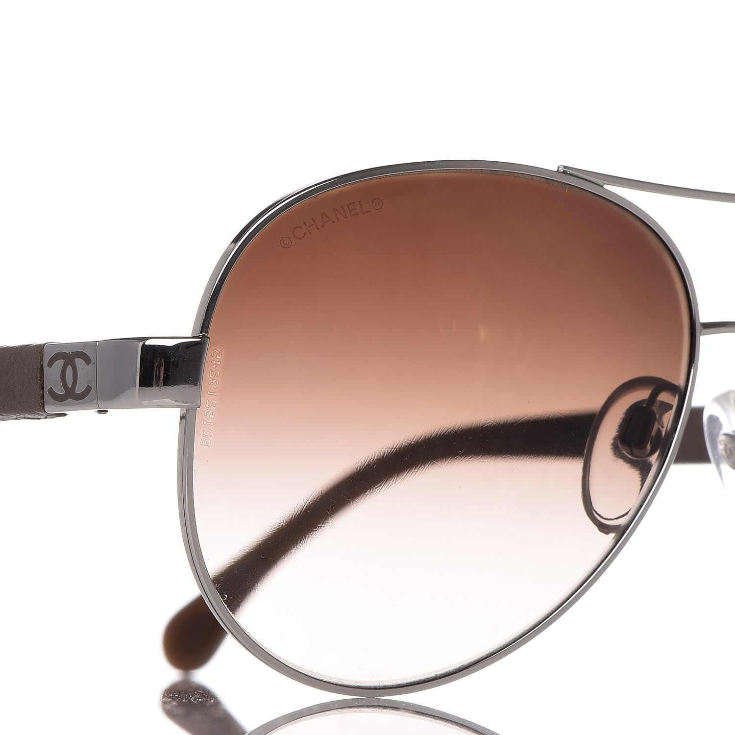 Chanel Lambskin Quilted CC Aviator Sunglasses 4195-Q Brown 8 of 9
