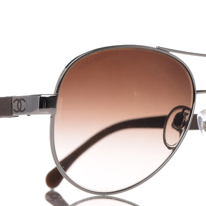 Chanel Lambskin Quilted CC Aviator Sunglasses 4195-Q Brown 8 of 9