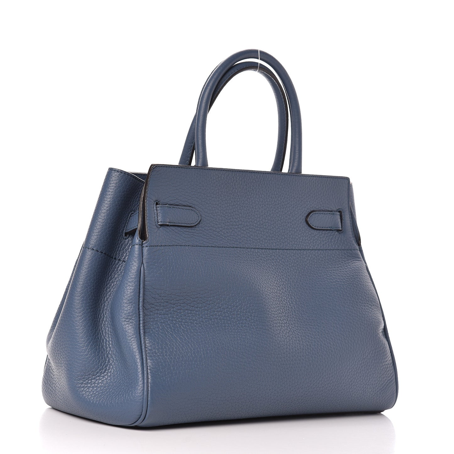 Classic Grain Calfskin Belted Bayswater Tote Blue
