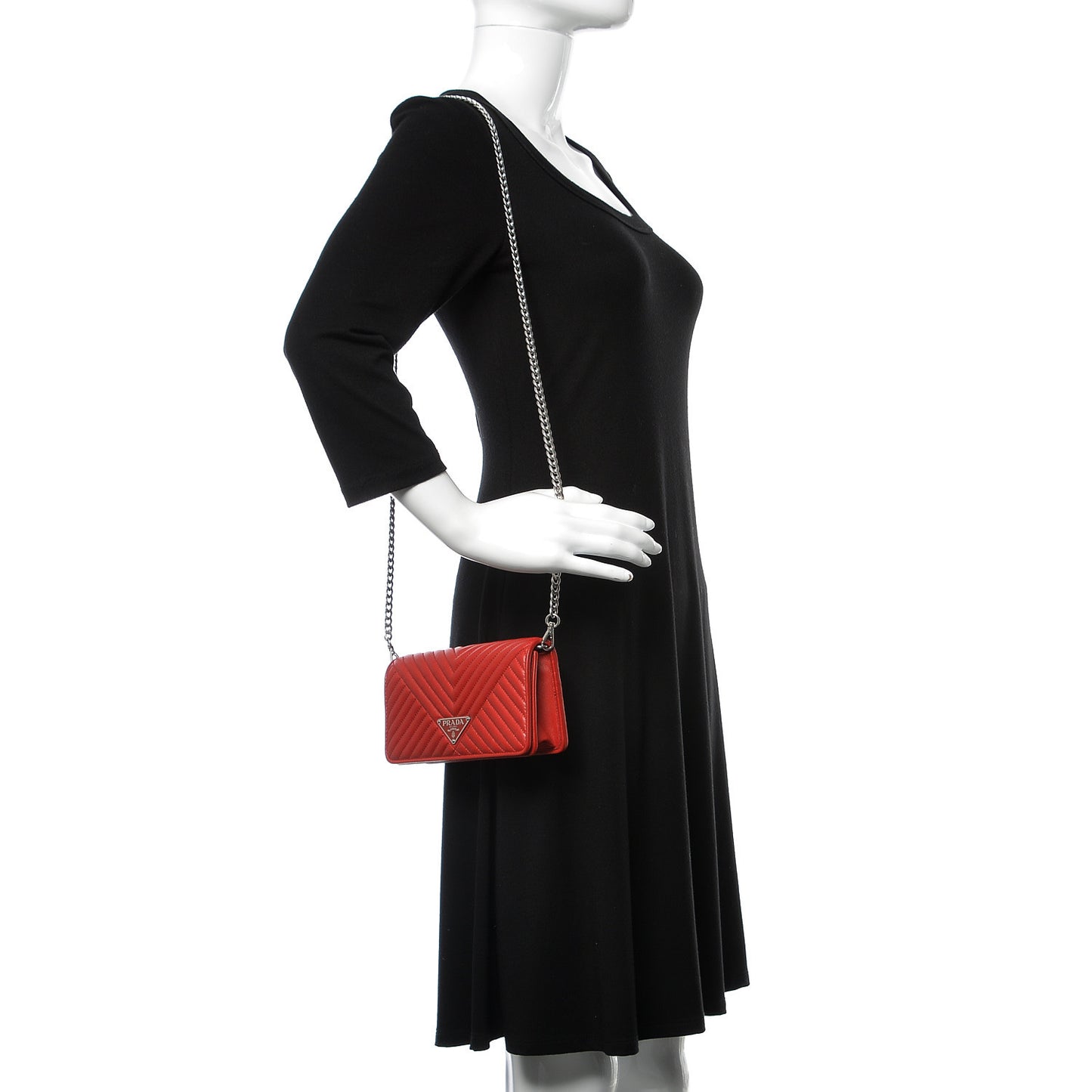 Nappa Impunture Mini Diagramme Chain Crossbody Bag Fuoco