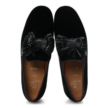 Christian Louboutin Velvet Patent Mens Rafinodo Flat Loafers 43 Black 2 of 9