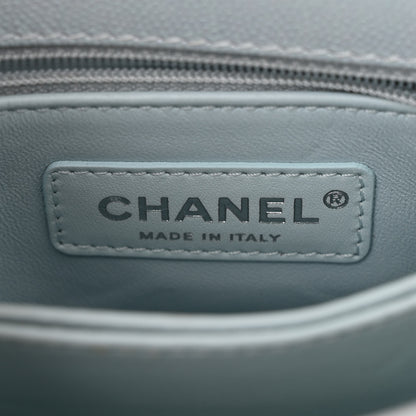 Chanel Iridescent Caviar Quilted Extra Mini Coco Handle Flap Light Blue 6 of 10