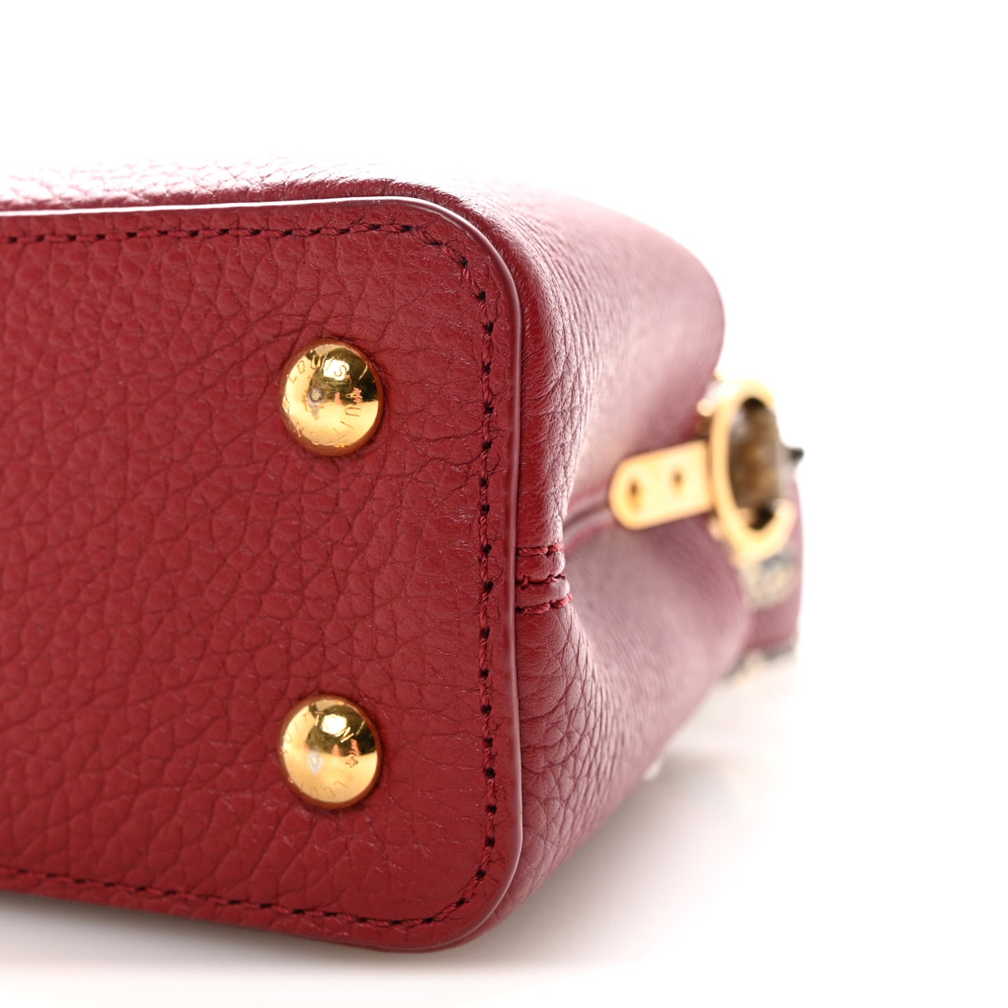 Taurillon Snakeskin Mini Capucines Burgundy