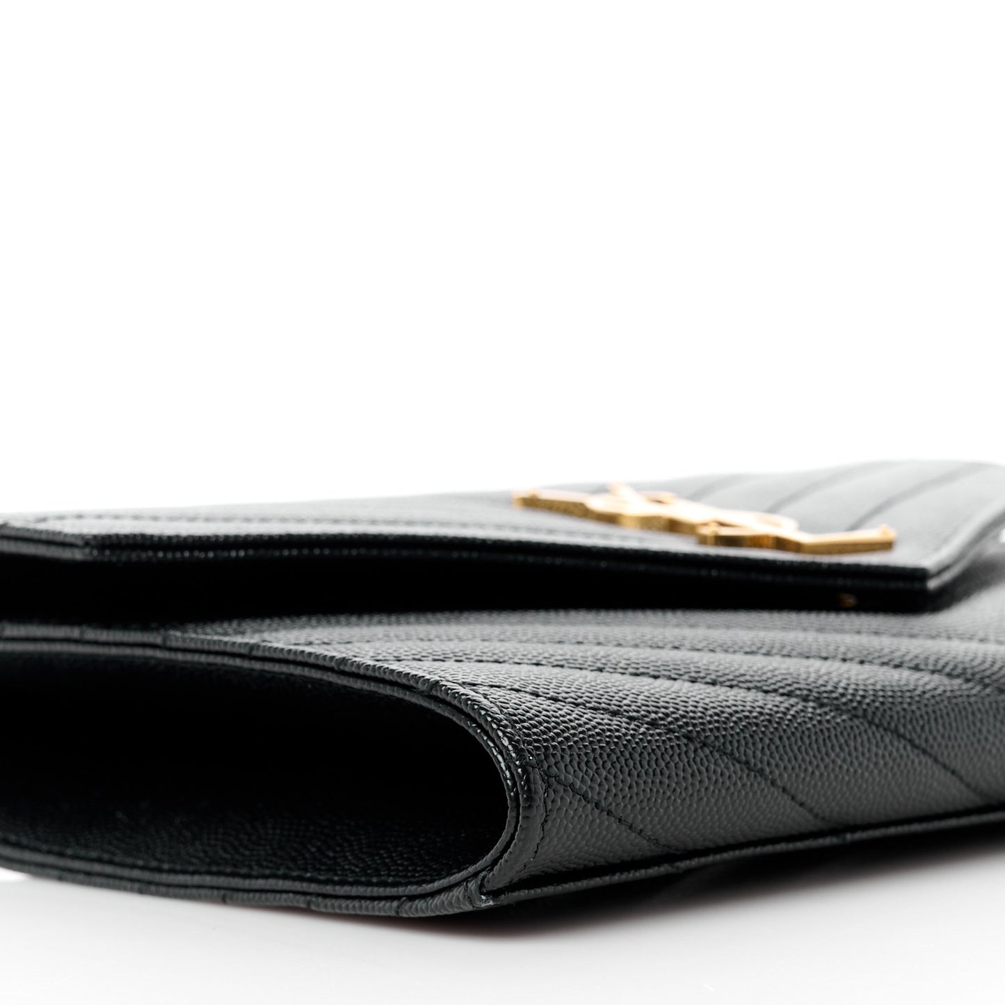 Grain De Poudre Matelasse Chevron Monogram Envelope Clutch Black