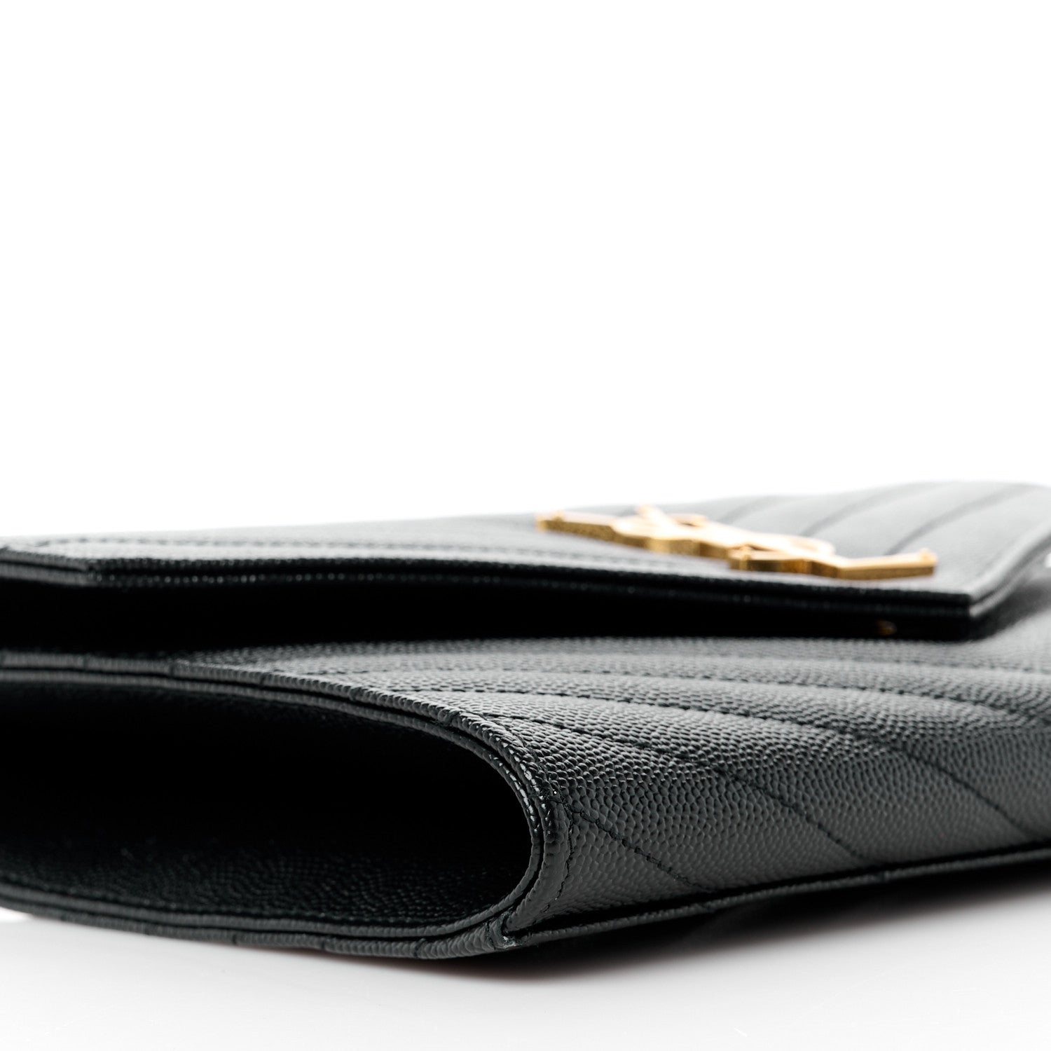 Saint Laurent Grain De Poudre Matelasse Chevron Monogram Envelope Clutch Black 9 of 10