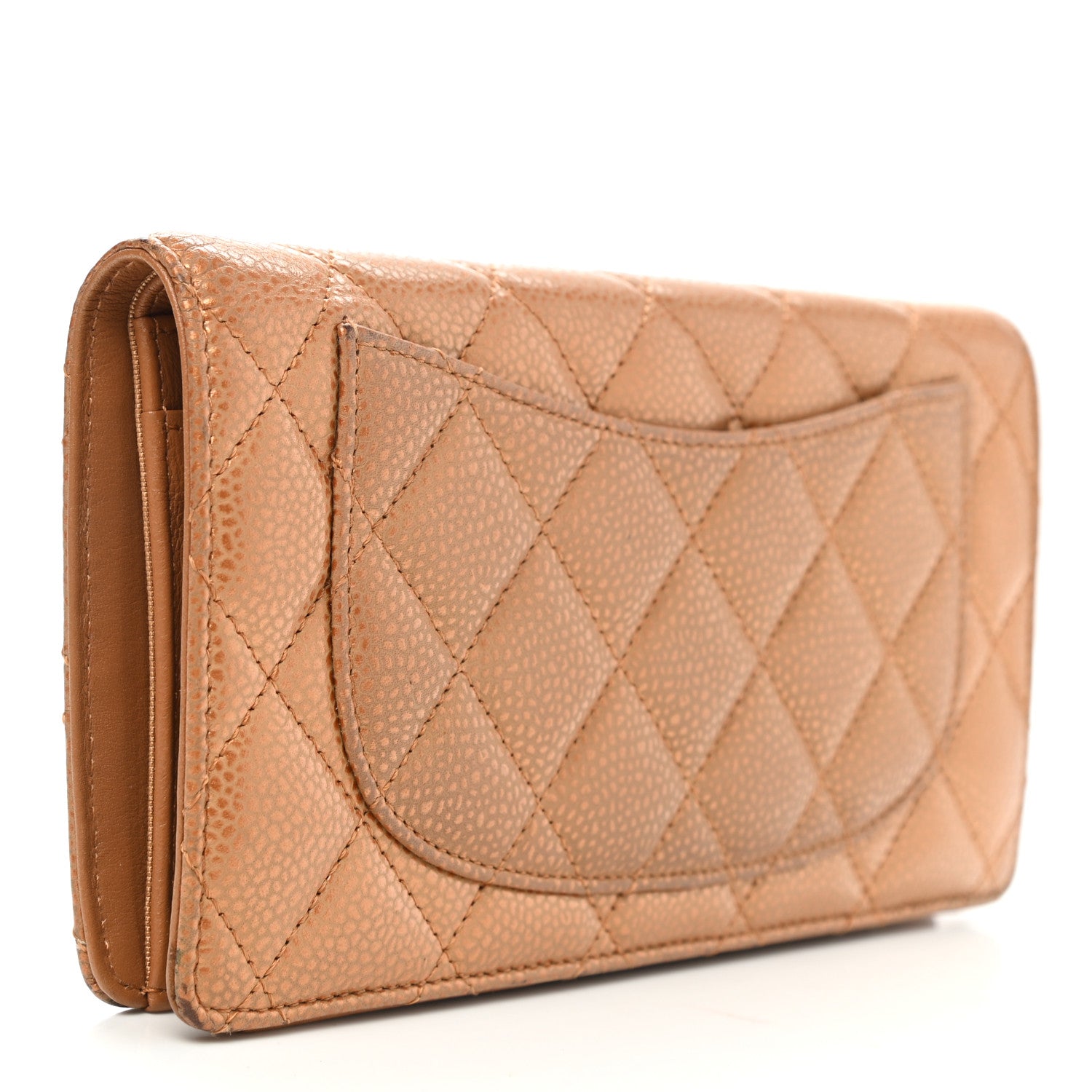 Chanel Metallic Caviar Quilted Yen Wallet Gold 3 of 11