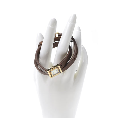 Gucci Stainless Steel Calfskin Mother of Pearl 14mm G-Frame Square Double Wrap Quartz Watch 2 of 8