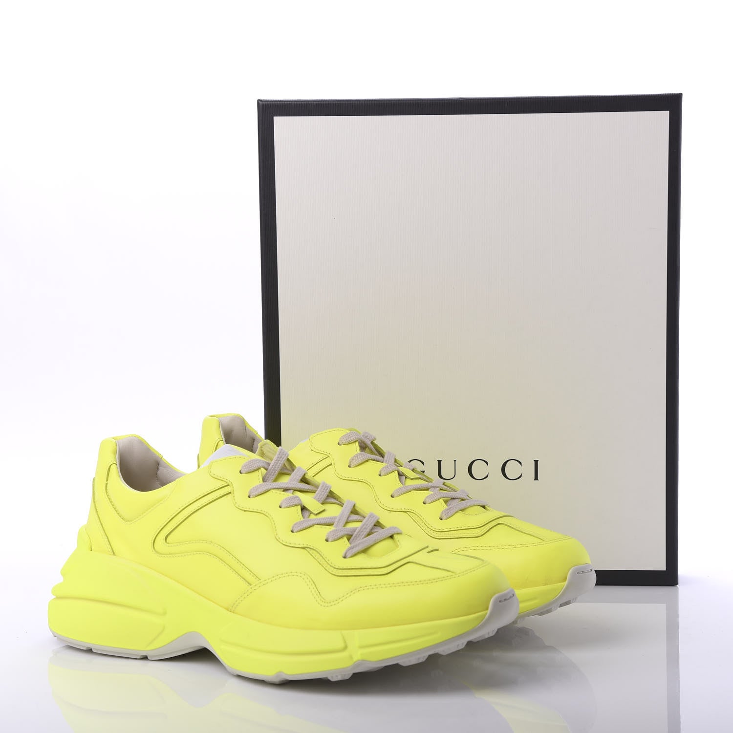 Gucci Calfskin Mens Rhyton Sneakers 12 Yellow Fluo 9 of 9