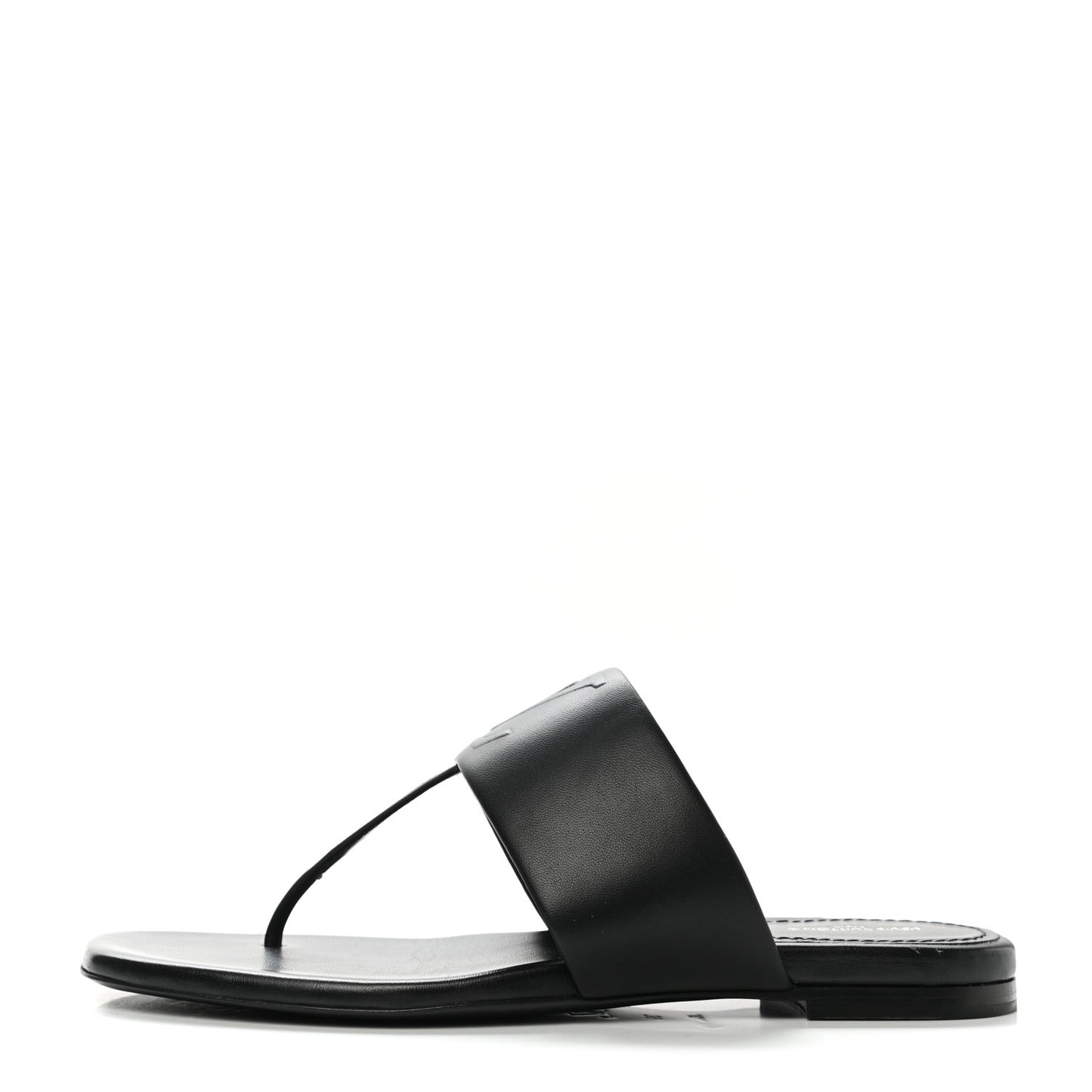 Lambskin Embossed Monogram Drapy Flat Thong Sandal 39 Black