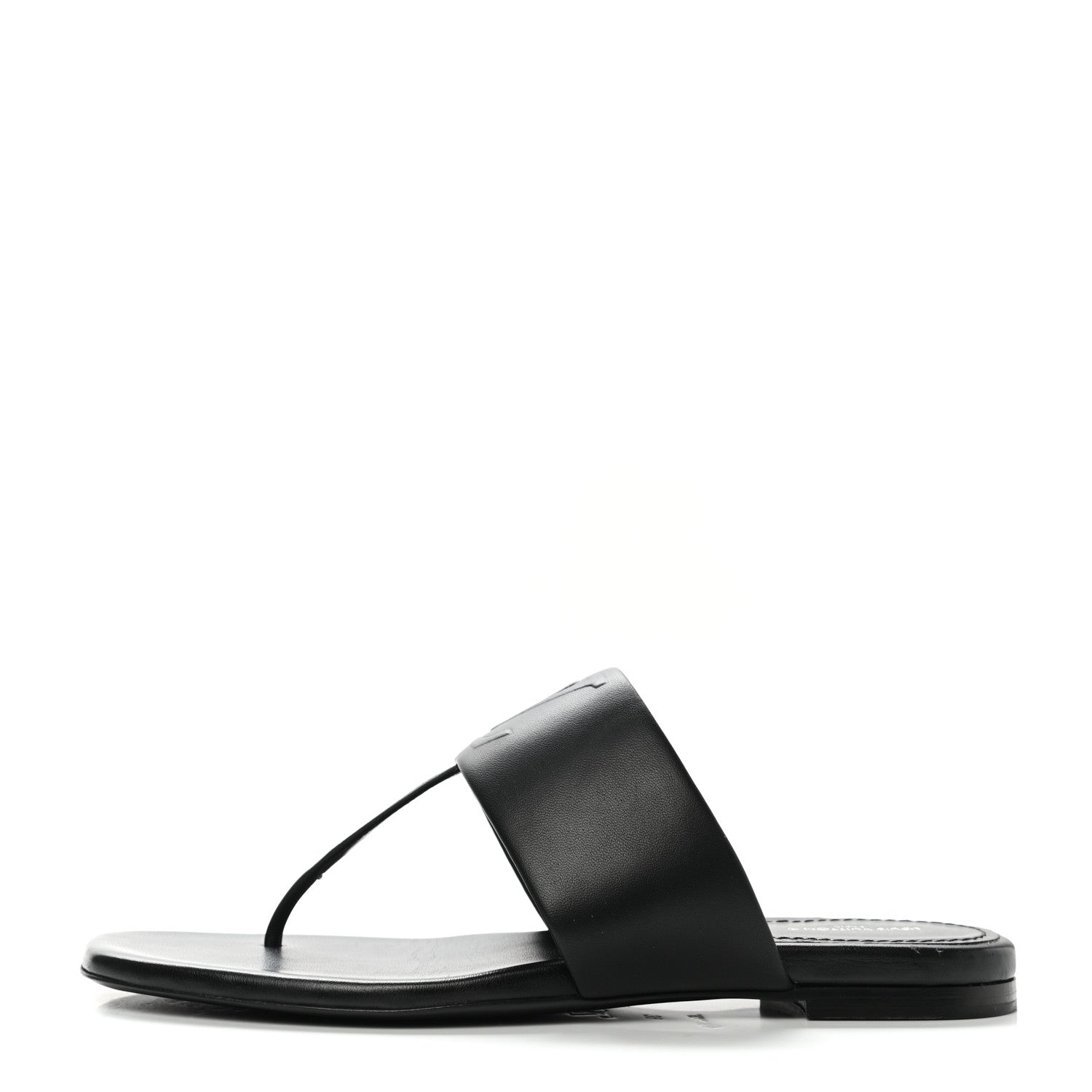 Louis Vuitton Lambskin Embossed Monogram Drapy Flat Thong Sandal 39 Black 1 of 9