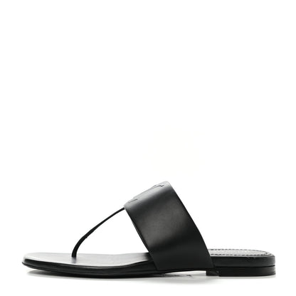 Louis Vuitton Lambskin Embossed Monogram Drapy Flat Thong Sandal 39 Black 1 of 9