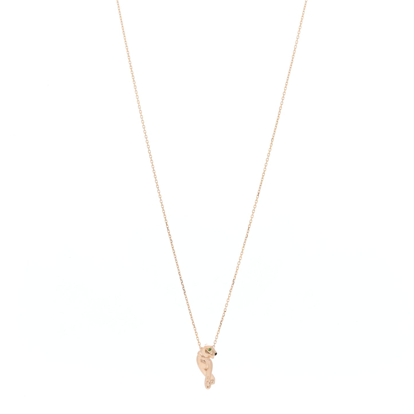 18K Pink Gold Tsavorite Black Lacquer Panthère De Cartier Pendant Necklace