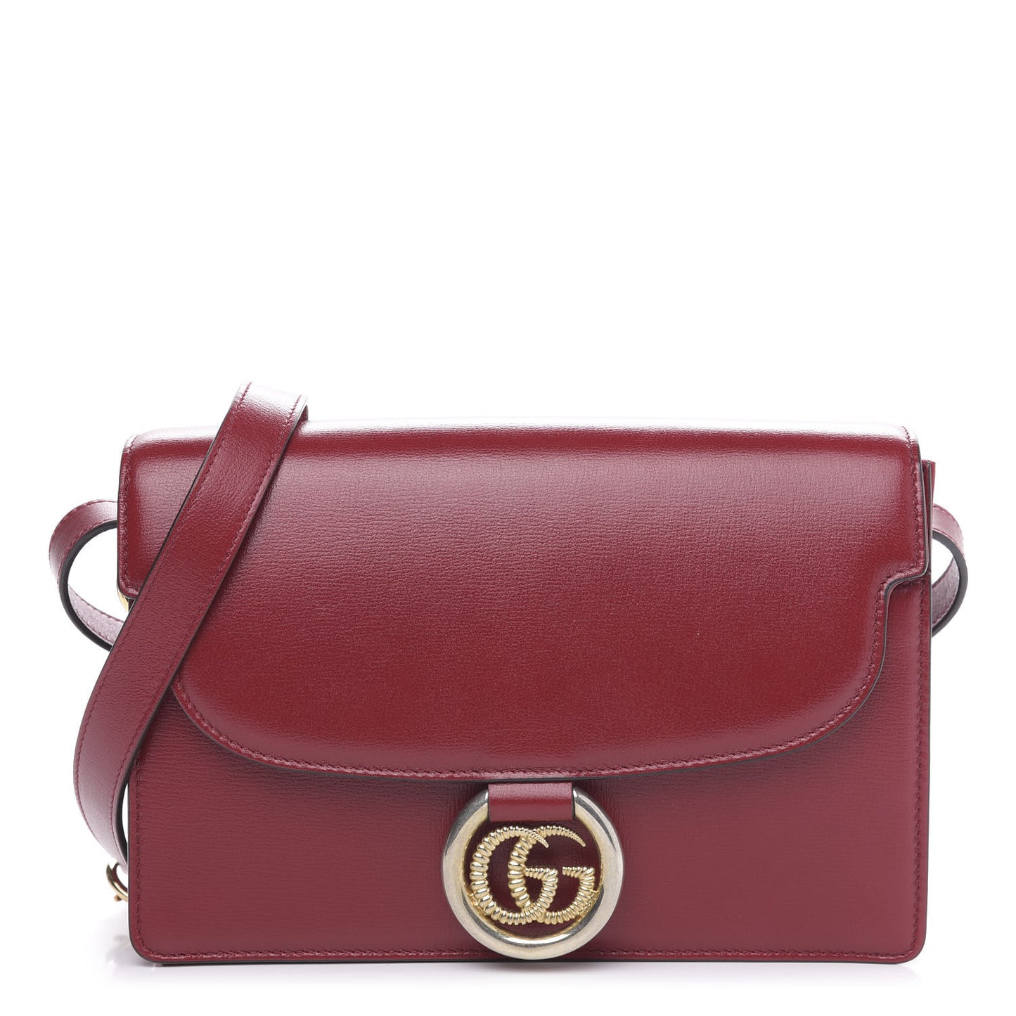 Textured Calfskin Small Torchon GG Ring Shoulder Bag New Cherry Red