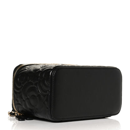 Chanel Lambskin Camellia Embossed Small Vanity Case With Chain Black 4 of 13