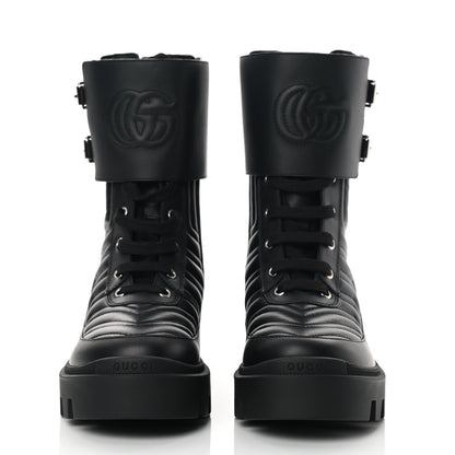 Gucci Nappa Frances GG Matelasse Platform Combat Boots 37 Black 2 of 10
