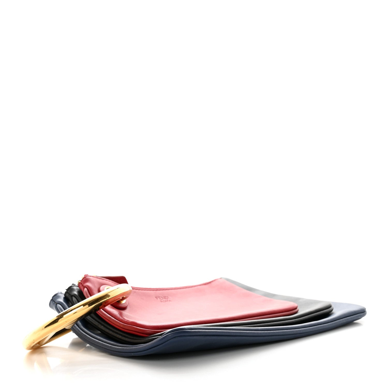Fendi Vitello Century Opaco F is Fendi Tri-Color Triplette Pouch Set Fragola Black Blu Scuro 4 of 10