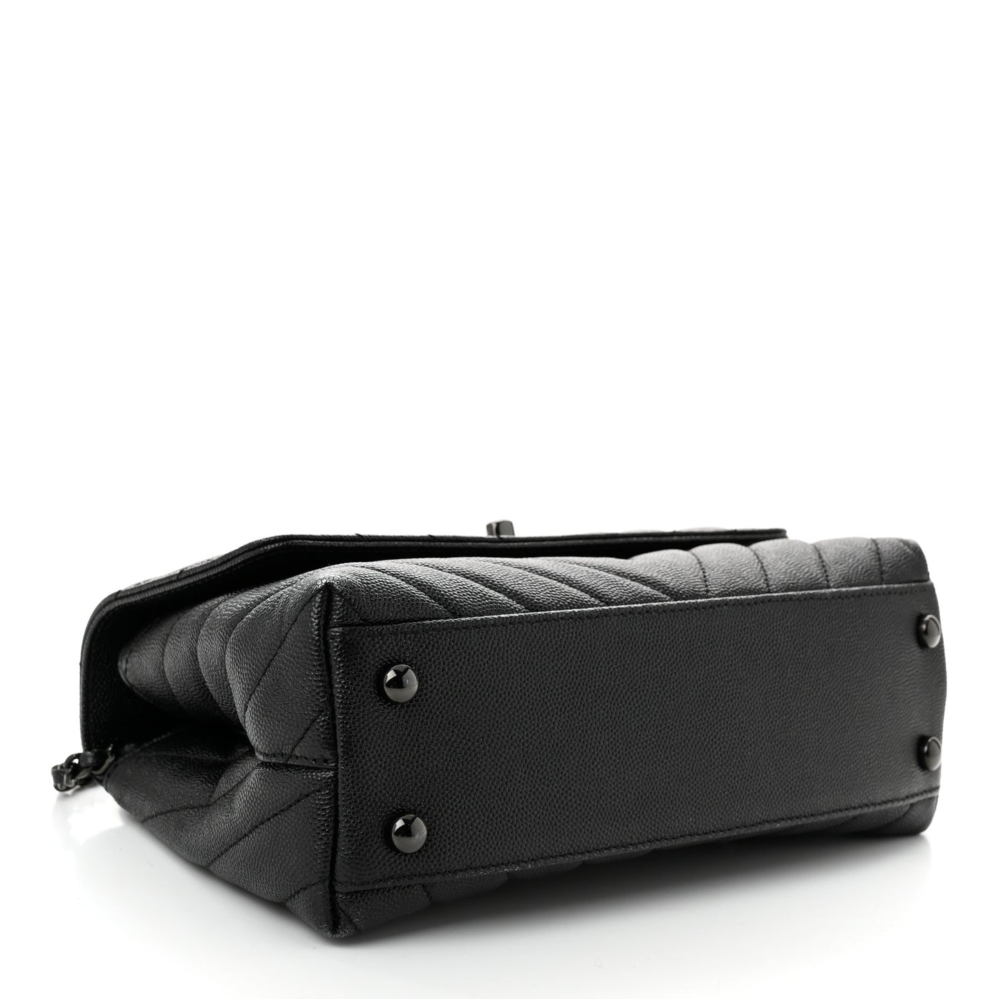 Caviar Chevron Quilted Mini Coco Handle Flap So Black