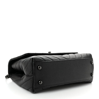 Chanel Caviar Chevron Quilted Mini Coco Handle Flap So Black 4 of 12