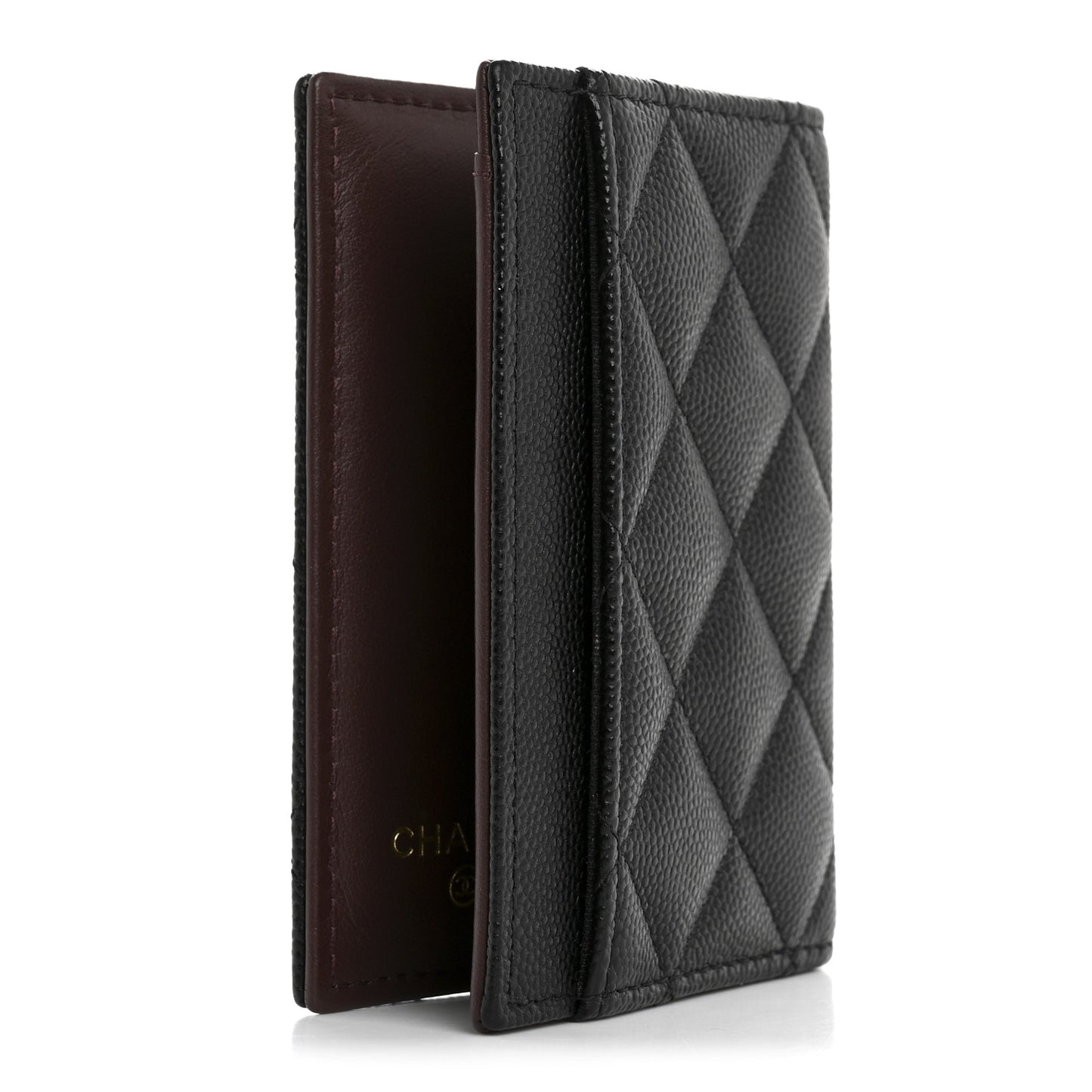 Caviar Quilted Card Holder Wallet Black