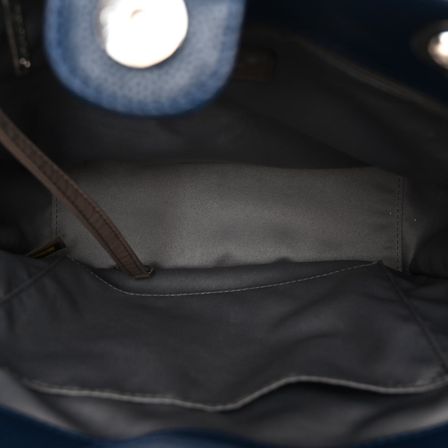 Caviar Quilted Petit Shopping Tote PST Navy Blue