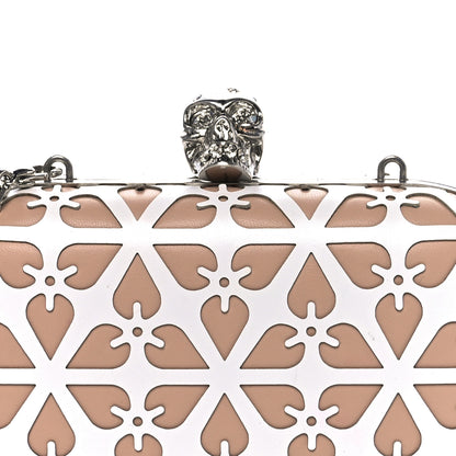 Alexander McQueen Nappa Laser-Cut Skull Box Chain Clutch Nude White 7 of 10