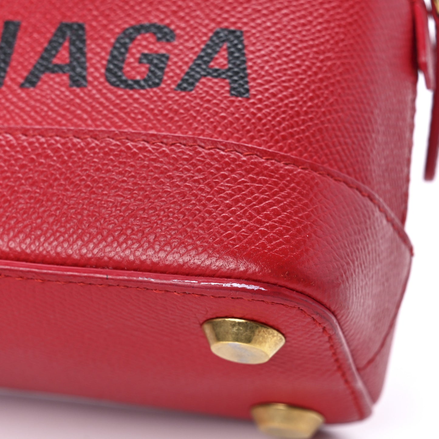 Signature Grained Calfskin Logo XXS Ville Top Handle Bag Rouge Coquelicot Black