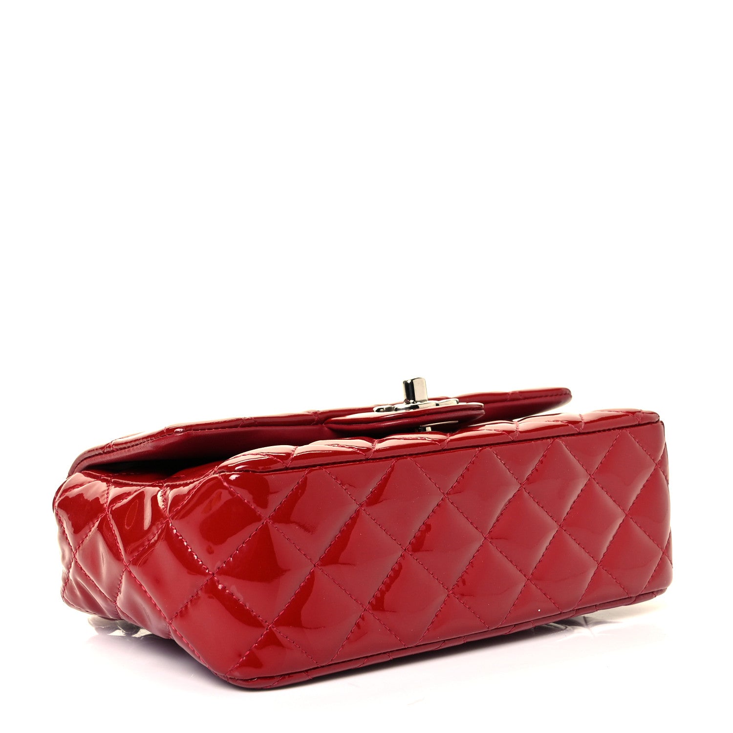 Chanel Patent Calfskin Quilted Mini Rectangular Flap Red 3 of 9