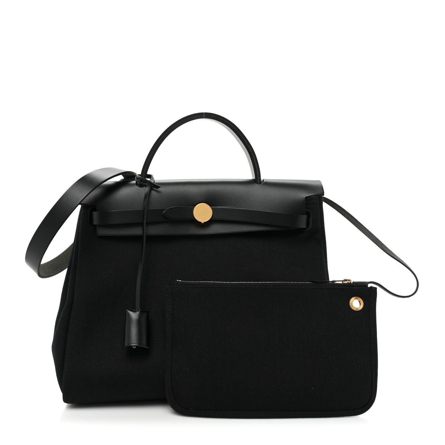 Hermes Military Toile Vache Hunter Herbag Zip PM 31 Black 3 of 13