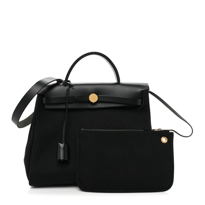 Hermes Military Toile Vache Hunter Herbag Zip PM 31 Black 3 of 13
