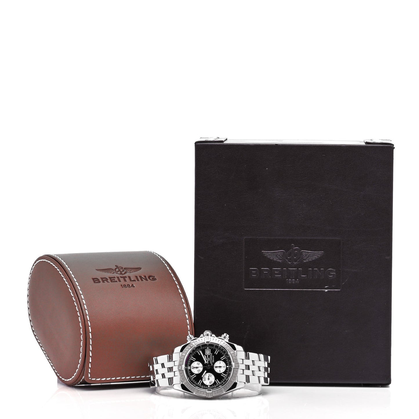 Stainless Steel 44mm Chronomat Evolution Automatic Chronograph Watch Black A13356