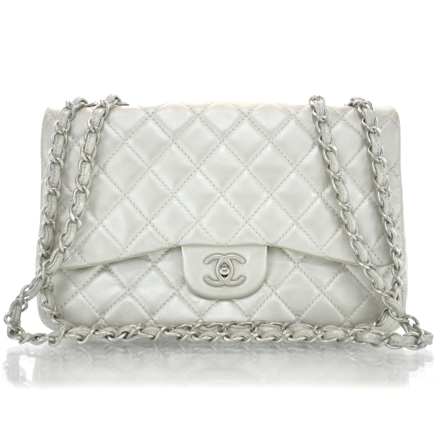 Chanel Lambskin Jumbo Flap Silver 1 of 10
