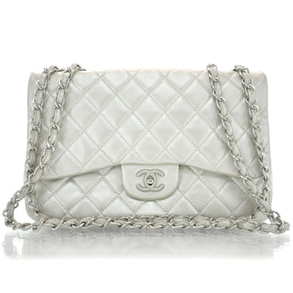 Chanel Lambskin Jumbo Flap Silver 1 of 10