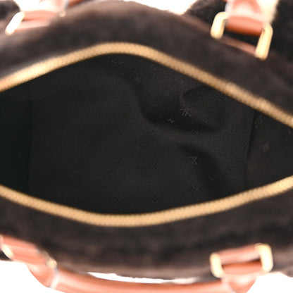 Louis Vuitton Shearling Monogram LV Ski Cozygram Speedy Bandouliere 25 Chocolate Cream 5 of 10