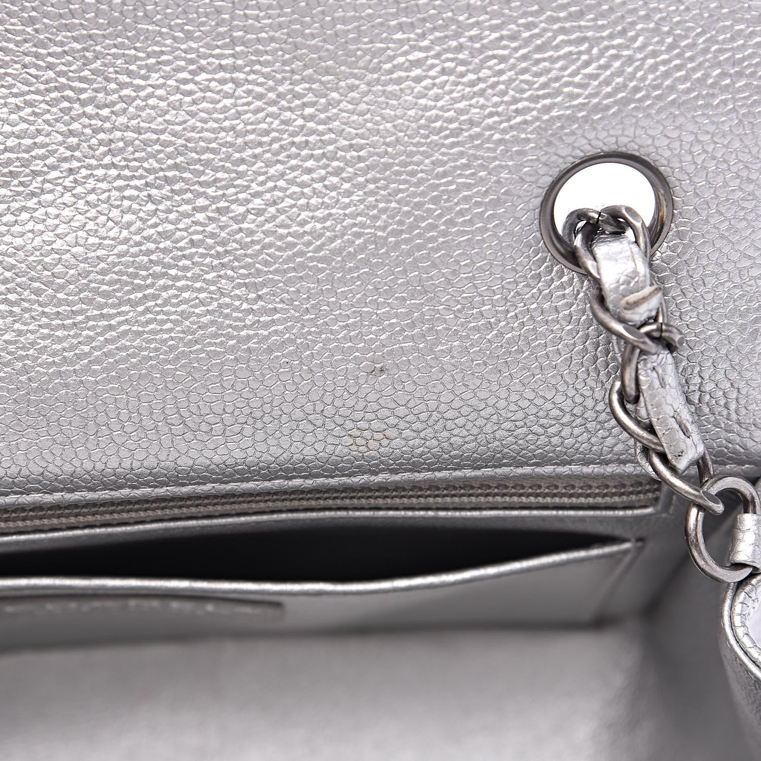 Chanel Metallic Caviar Quilted Mini Rectangular Flap Silver 10 of 13