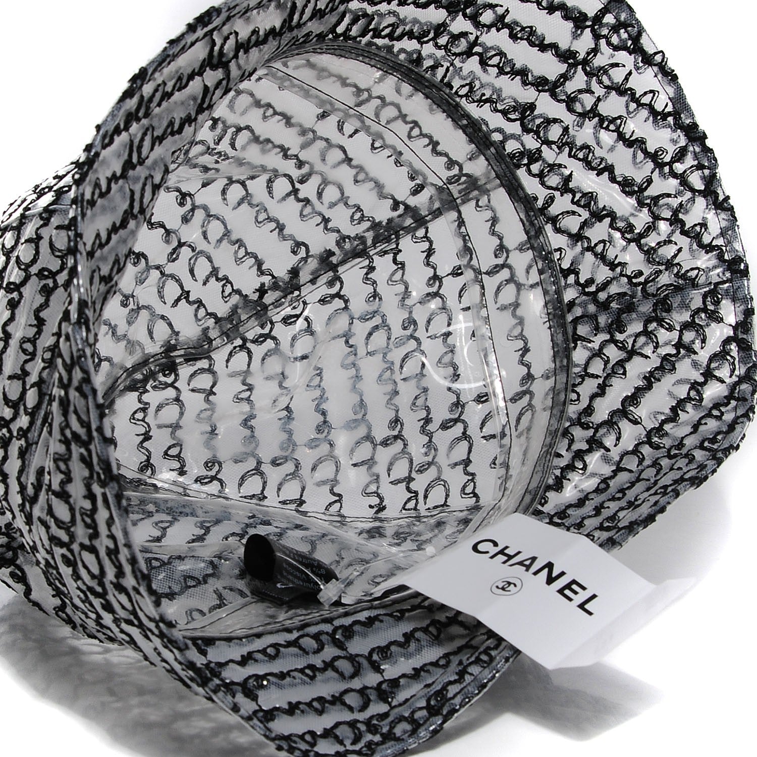 Chanel Polyurethane Logo Bucket Rain Hat M White Black 6 of 16